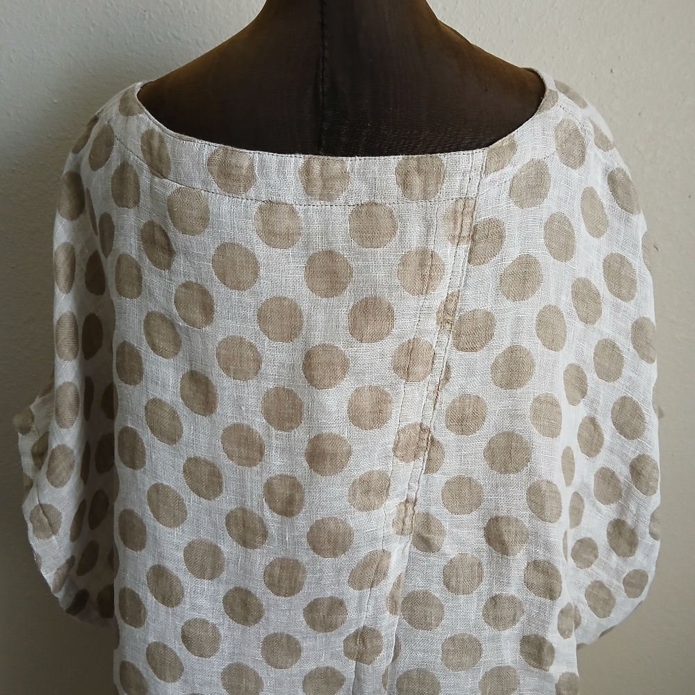 Flax White and Tan Polka Dot Blouse - Picture 9 of 16